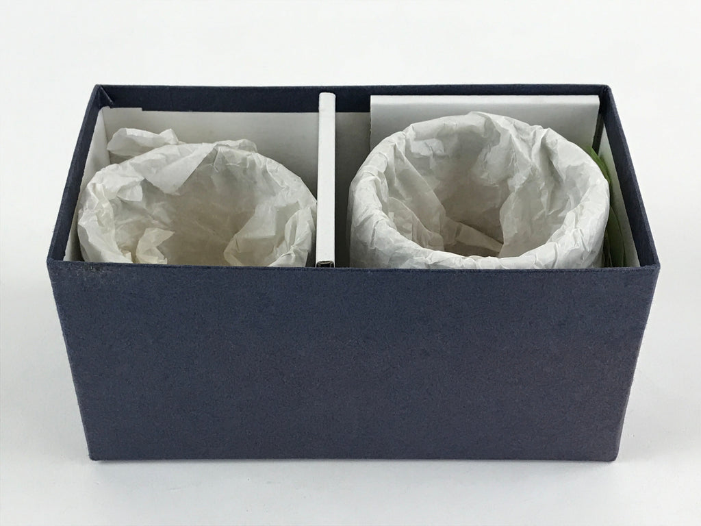 Japanese Ceramic Oribe Ware 2pc Teacups Vtg Yunomi Yakimono Gyokuzan Kiln PX69