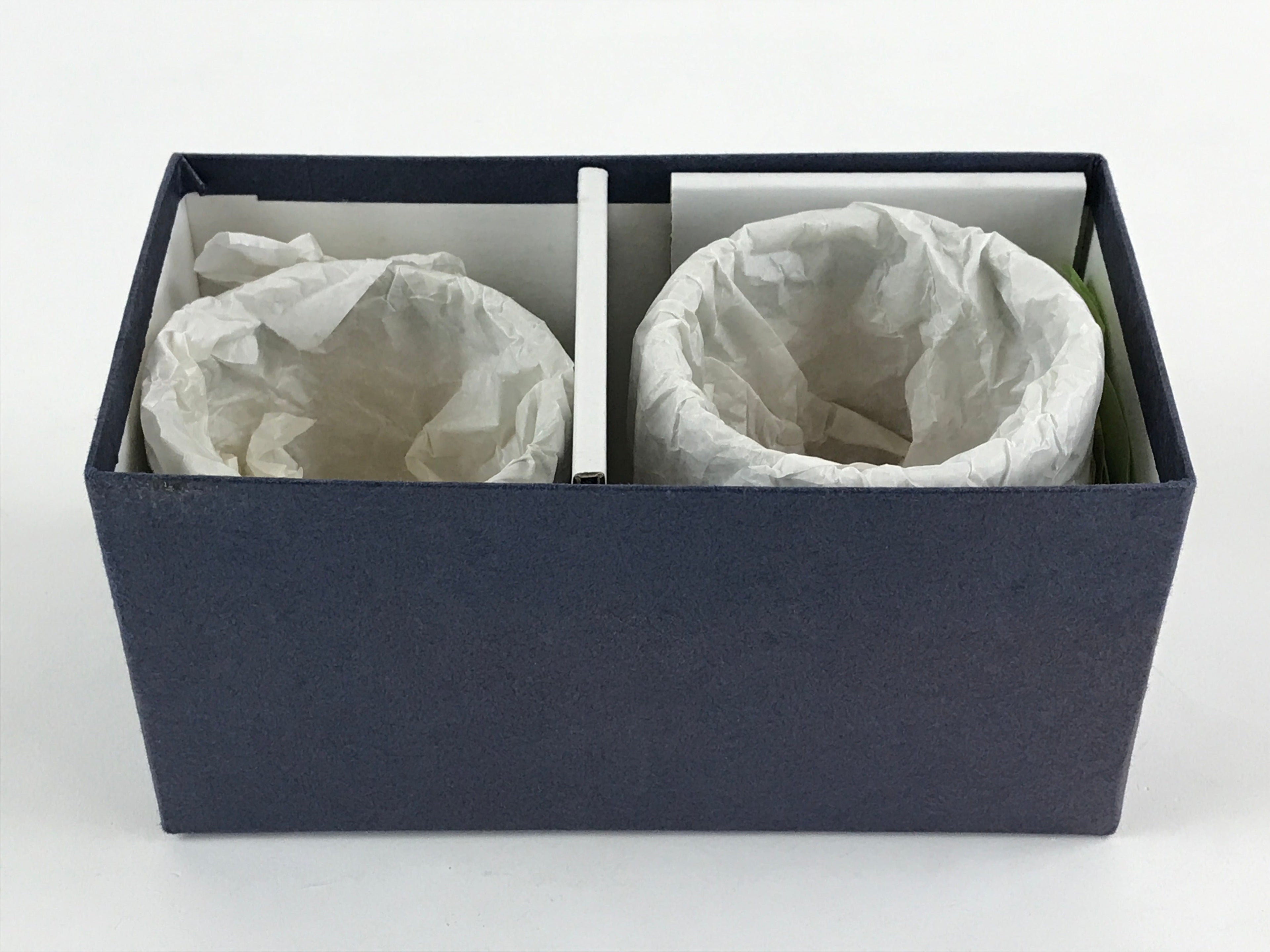 Japanese Ceramic Oribe Ware 2pc Teacups Vtg Yunomi Yakimono Gyokuzan Kiln PX69