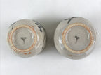Japanese Ceramic Oribe Ware 2pc Teacups Vtg Yunomi Yakimono Gyokuzan Kiln PX69
