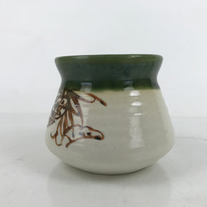 Japanese Ceramic Oribe Ware Cooking Fat Skimmer Pot Vtg Araire Green Beige Y209