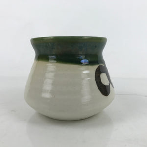 Japanese Ceramic Oribe Ware Cooking Fat Skimmer Pot Vtg Araire Green Beige Y209