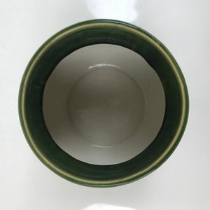 Japanese Ceramic Oribe Ware Cooking Fat Skimmer Pot Vtg Araire Green Beige Y209