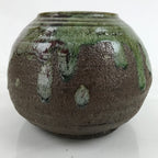 Japanese Ceramic Oribe Ware Flower Vase Vtg Ikebana Kabin Brown FK142