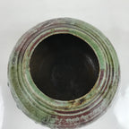 Japanese Ceramic Oribe Ware Flower Vase Vtg Ikebana Kabin Brown FK142