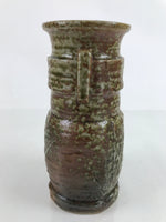 Japanese Ceramic Oribe Ware Flower Vase Vtg Ikebana Kabin Brown FK144