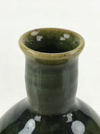 Japanese Ceramic Oribe Ware Sake Bottle Tokkuri Ichigo Vtg Pottery Green TS529