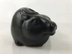 Japanese Ceramic Ox Figurine Vtg Black Ushi Zodiac Decoration W/ Wood Box PX769