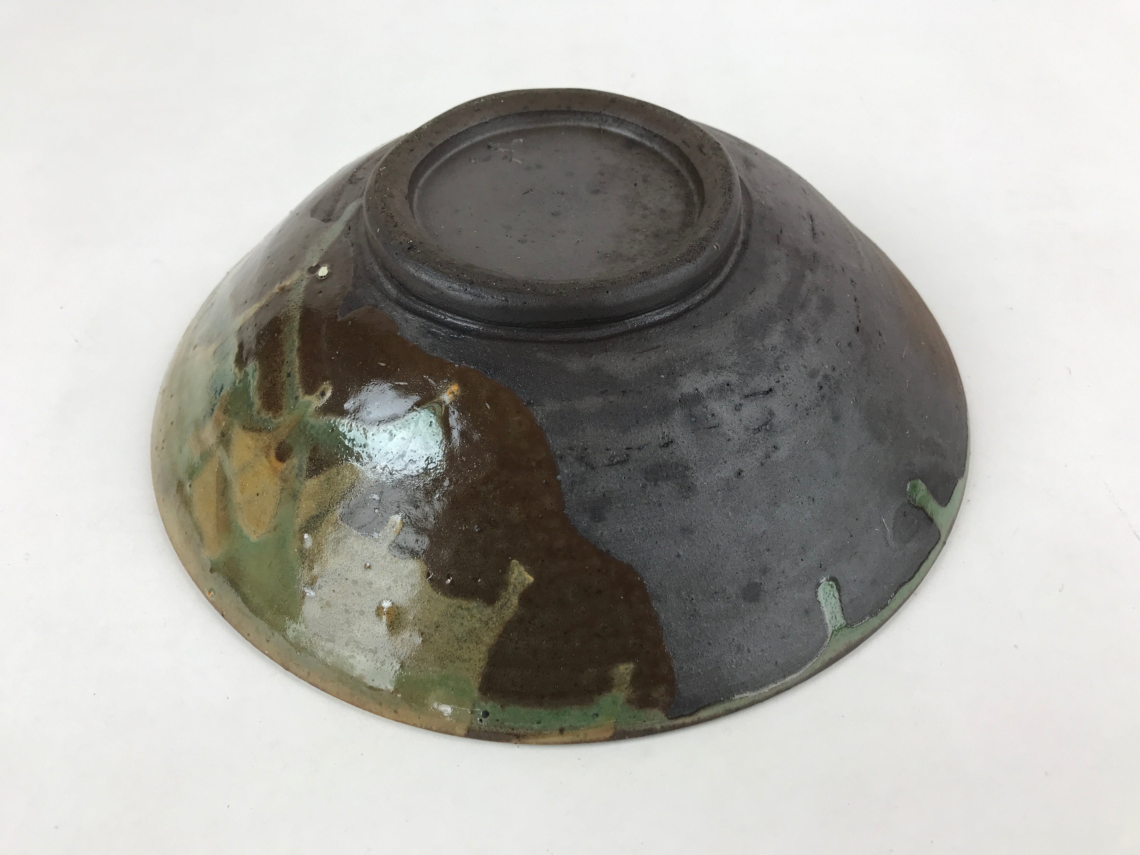 Japanese Ceramic Ozara Large Plate Vtg Serving Display Brown Green Glaze PY487