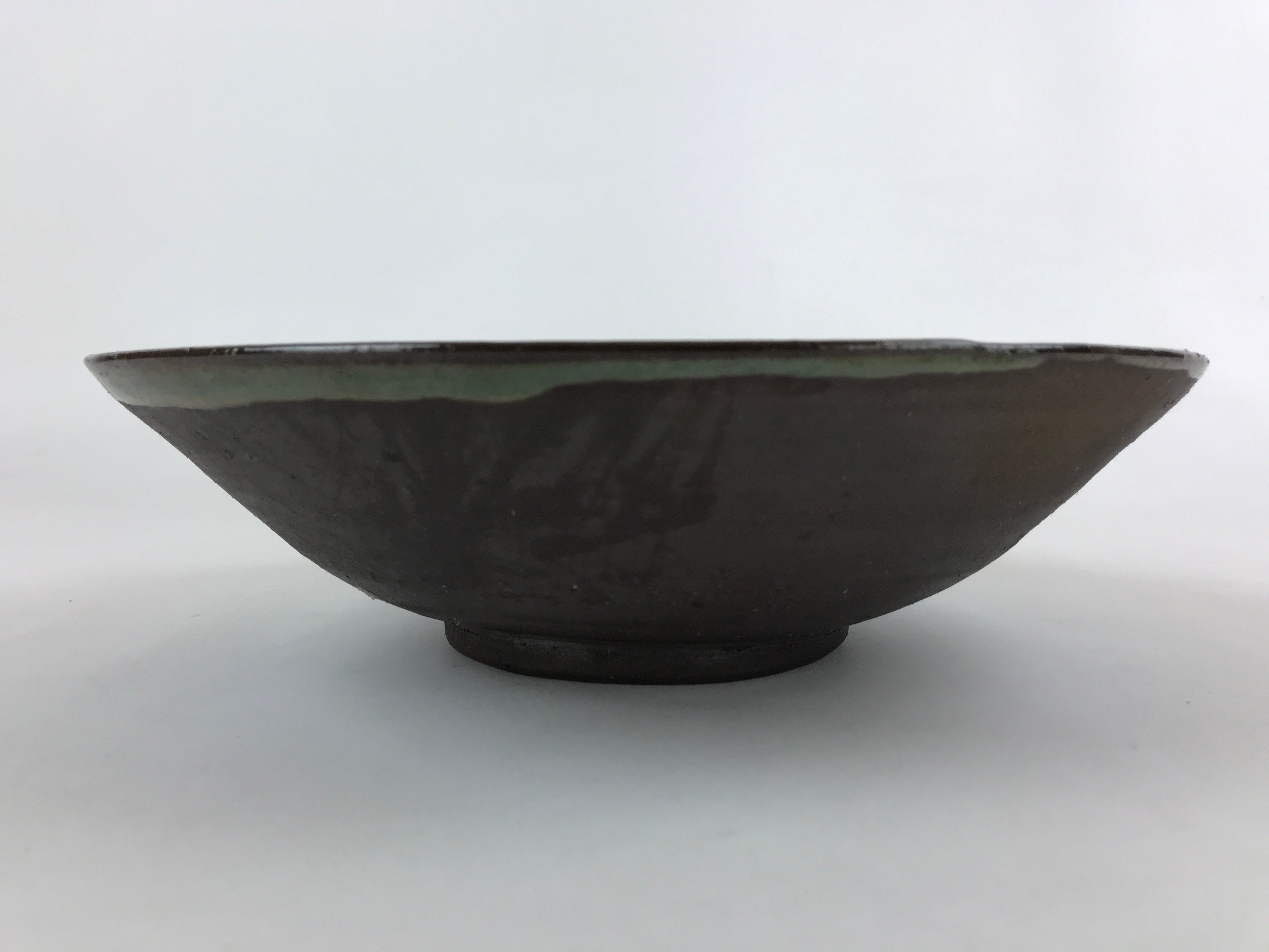 Japanese Ceramic Ozara Large Plate Vtg Serving Display Brown Green Glaze PY487