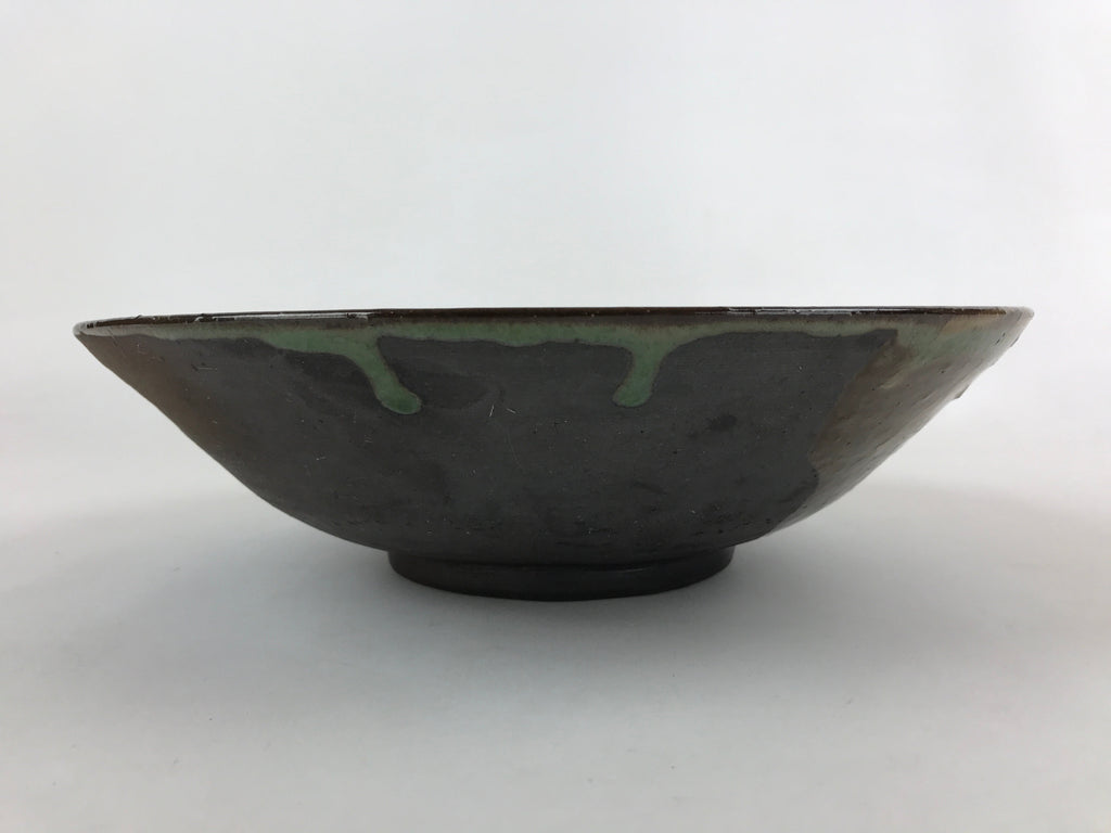 Japanese Ceramic Ozara Large Plate Vtg Serving Display Brown Green Glaze PY487