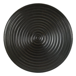 Japanese Ceramic Plate Sara Vtg Round Ripple Design Brown Yakimono Y25