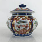 Japanese Ceramic Pot With Lid Vtg Arita Ware Old Imari Kinshobai Candy Dish Y177