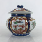 Japanese Ceramic Pot With Lid Vtg Arita Ware Old Imari Kinshobai Candy Dish Y177