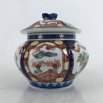 Japanese Ceramic Pot With Lid Vtg Arita Ware Old Imari Kinshobai Candy Dish Y177