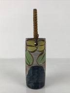 Japanese Ceramic Pottery Flower Vase Vtg Ikebana Kabin Bamboo Handle Pink FK205
