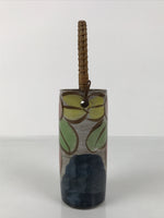 Japanese Ceramic Pottery Flower Vase Vtg Ikebana Kabin Bamboo Handle Pink FK205