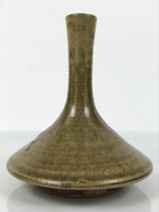 Japanese Ceramic Pottery Flower Vase Vtg Ikebana Kabin Slender Neck Brown FK206
