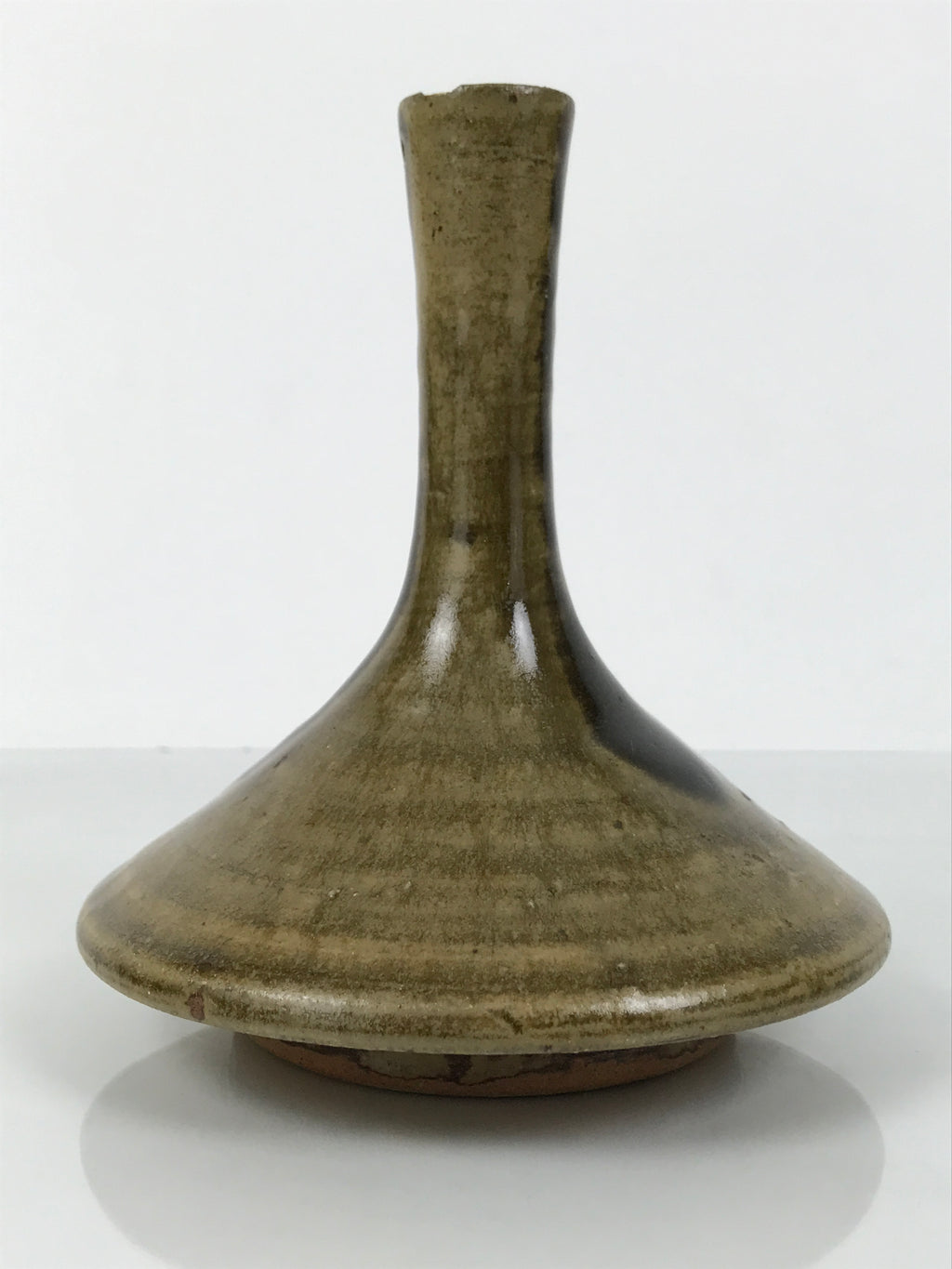 Japanese Ceramic Pottery Flower Vase Vtg Ikebana Kabin Slender Neck Brown FK206