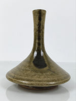 Japanese Ceramic Pottery Flower Vase Vtg Ikebana Kabin Slender Neck Brown FK206