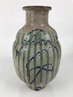 Japanese Ceramic Pottery Sake Bottle Vtg Large Pot Spout Gray Green Blue TS919