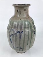 Japanese Ceramic Pottery Sake Bottle Vtg Large Pot Spout Gray Green Blue TS919