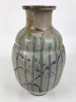 Japanese Ceramic Pottery Sake Bottle Vtg Large Pot Spout Gray Green Blue TS919