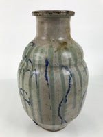 Japanese Ceramic Pottery Sake Bottle Vtg Large Pot Spout Gray Green Blue TS919