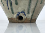 Japanese Ceramic Pottery Sake Bottle Vtg Large Pot Spout Gray Green Blue TS919