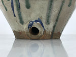 Japanese Ceramic Pottery Sake Bottle Vtg Large Pot Spout Gray Green Blue TS919