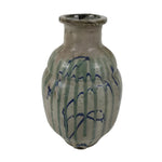 Japanese Ceramic Pottery Sake Bottle Vtg Large Pot Spout Gray Green Blue TS919