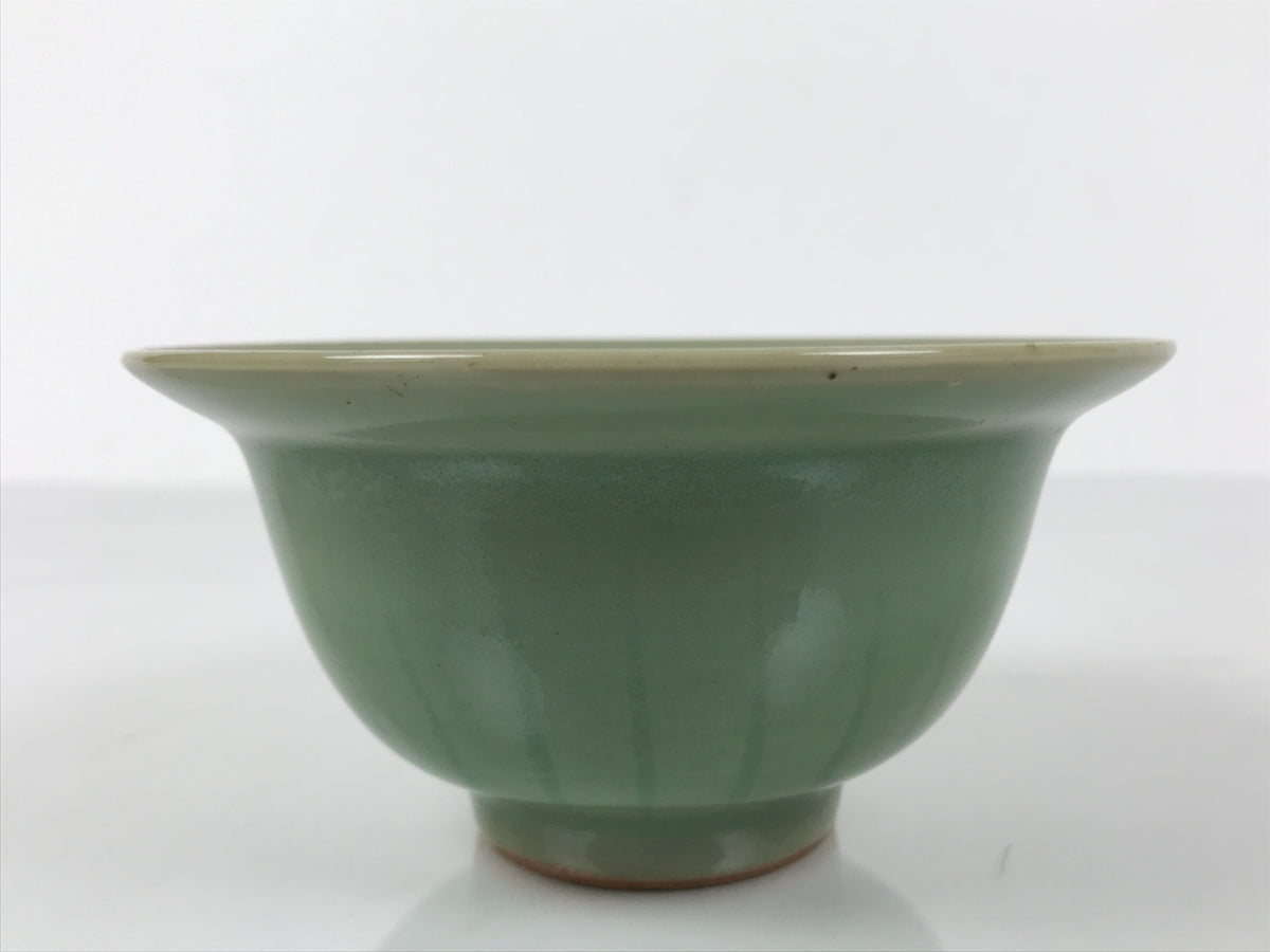 Japanese Ceramic Pottery Small Bowl Vtg Deep Kobachi Celadon Green Kanji Y472
