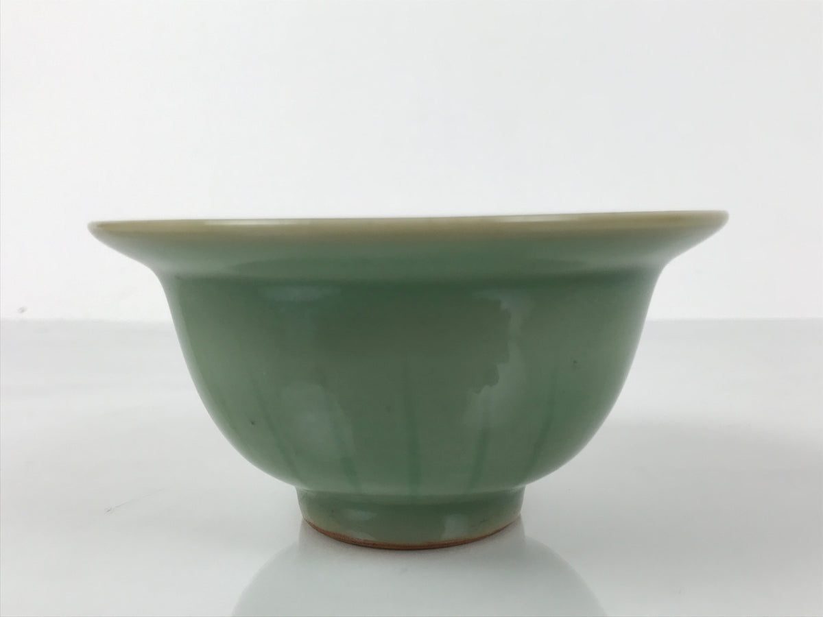 Japanese Ceramic Pottery Small Bowl Vtg Deep Kobachi Celadon Green Kanji Y472