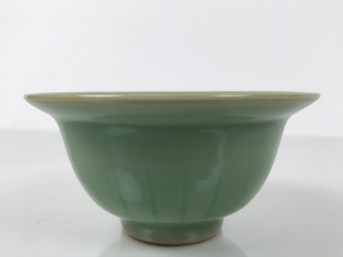 Japanese Ceramic Pottery Small Bowl Vtg Deep Kobachi Celadon Green Kanji Y472