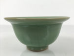 Japanese Ceramic Pottery Small Bowl Vtg Deep Kobachi Celadon Green Kanji Y472