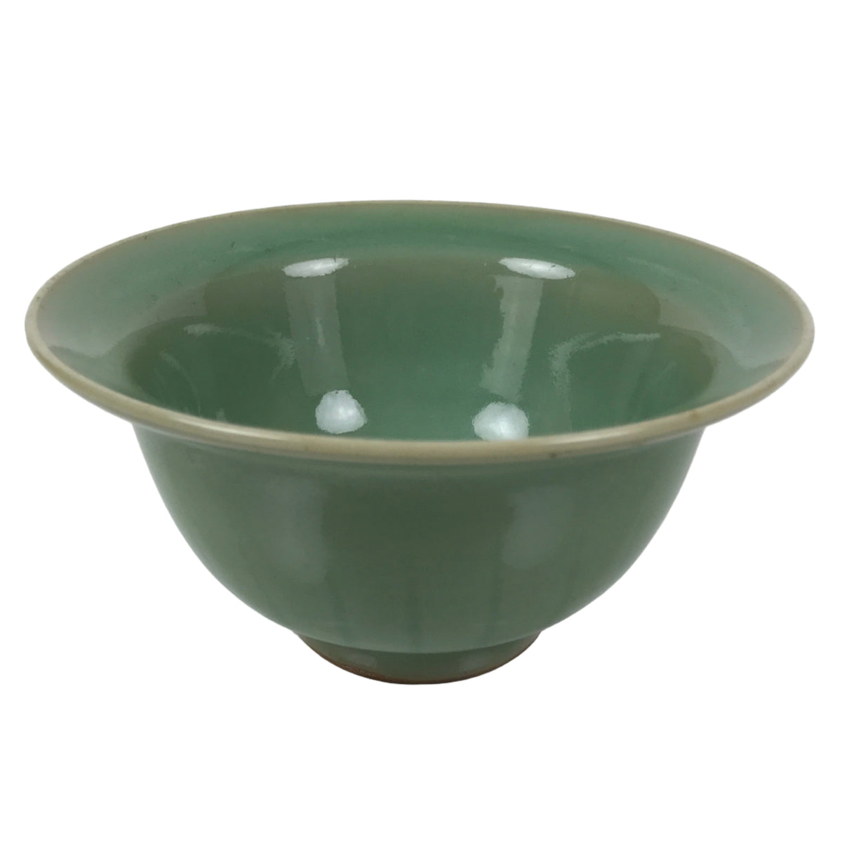 Japanese Ceramic Pottery Small Bowl Vtg Deep Kobachi Celadon Green Kanji Y472