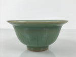 Japanese Ceramic Pottery Small Bowl Vtg Deep Kobachi Celadon Green Kanji Y473
