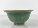 Japanese Ceramic Pottery Small Bowl Vtg Deep Kobachi Celadon Green Kanji Y473
