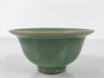 Japanese Ceramic Pottery Small Bowl Vtg Deep Kobachi Celadon Green Kanji Y474