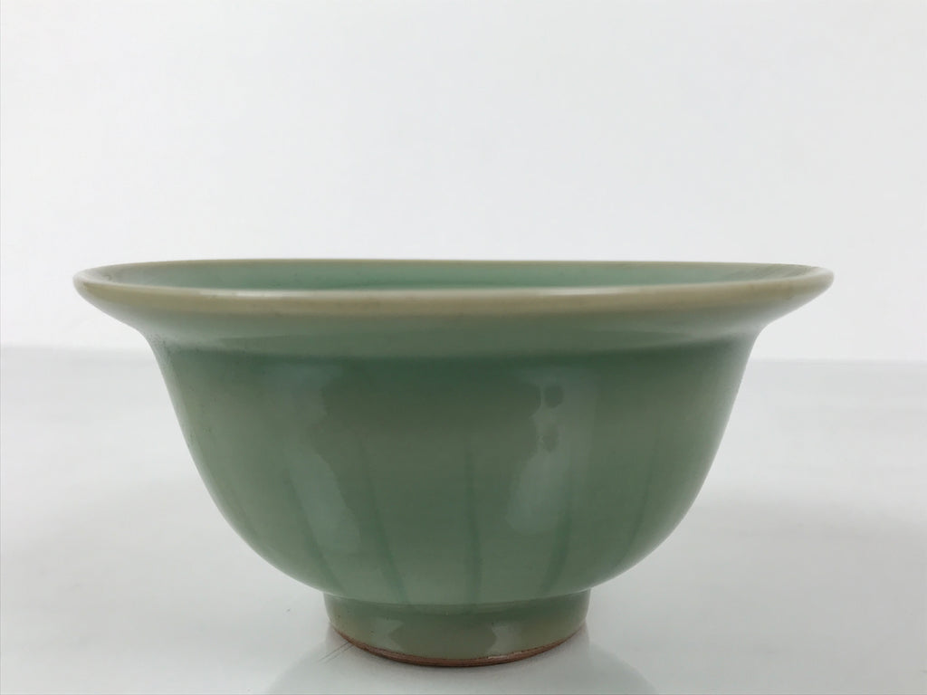 Japanese Ceramic Pottery Small Bowl Vtg Deep Kobachi Celadon Green Kanji Y474