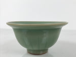Japanese Ceramic Pottery Small Bowl Vtg Deep Kobachi Celadon Green Kanji Y474