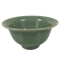 Japanese Ceramic Pottery Small Bowl Vtg Deep Kobachi Celadon Green Kanji Y474