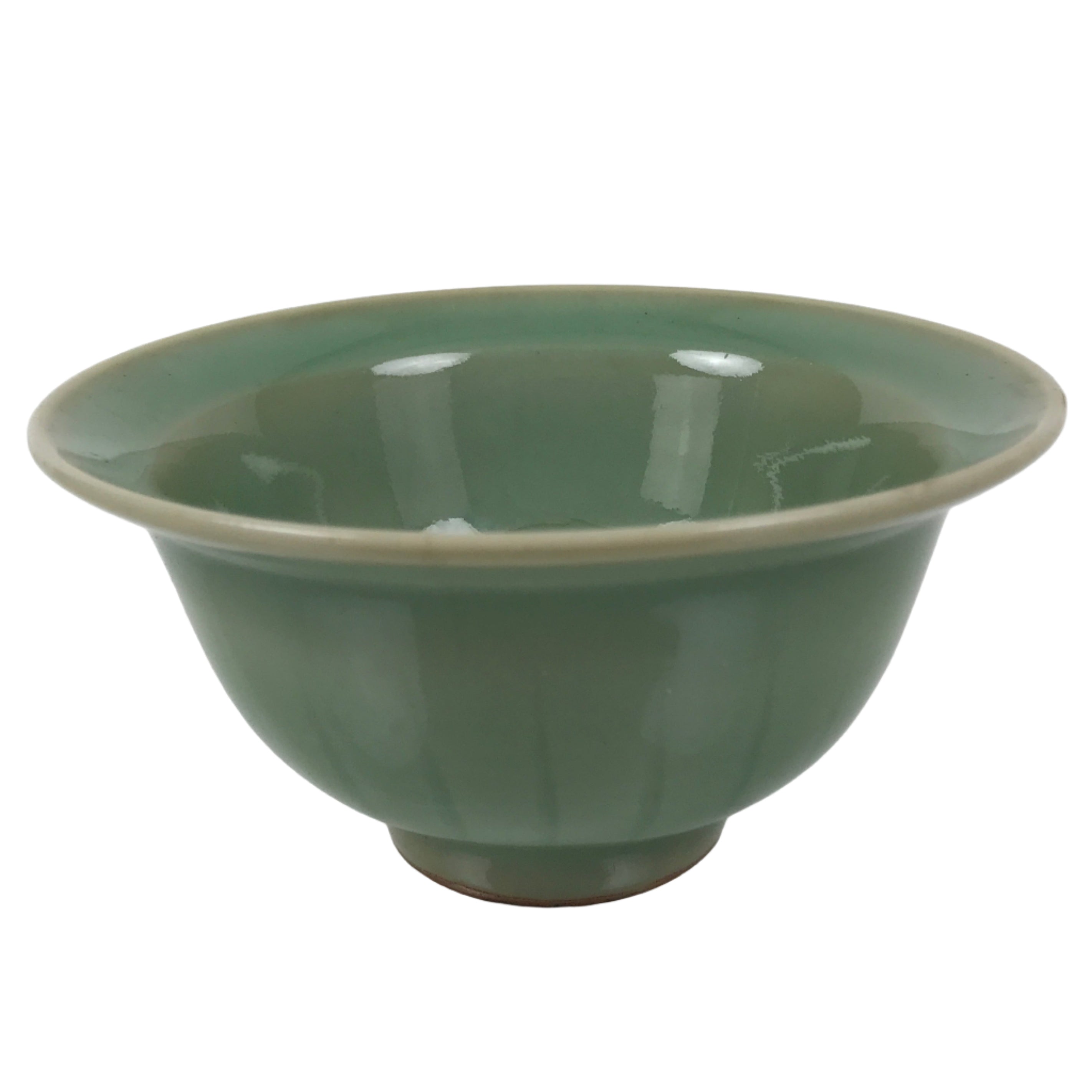 Japanese Ceramic Pottery Small Bowl Vtg Deep Kobachi Celadon Green Kanji Y474