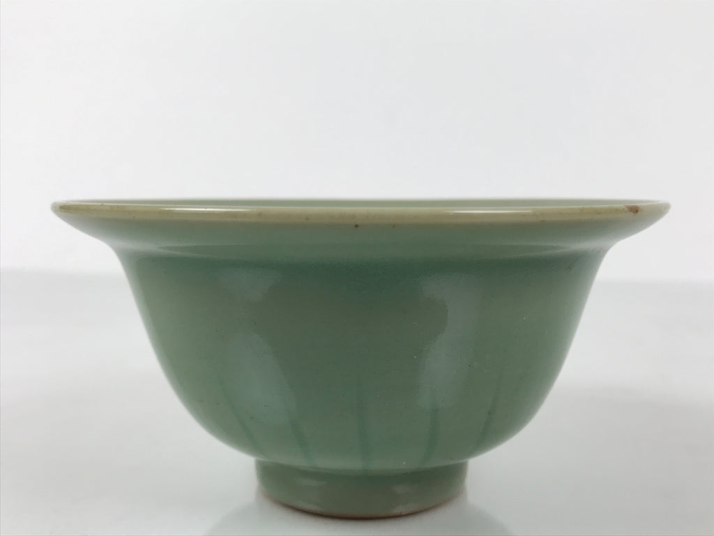 Japanese Ceramic Pottery Small Bowl Vtg Deep Kobachi Celadon Green Kanji Y475