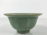 Japanese Ceramic Pottery Small Bowl Vtg Deep Kobachi Celadon Green Kanji Y475