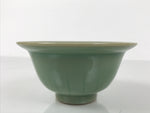 Japanese Ceramic Pottery Small Bowl Vtg Deep Kobachi Celadon Green Kanji Y475