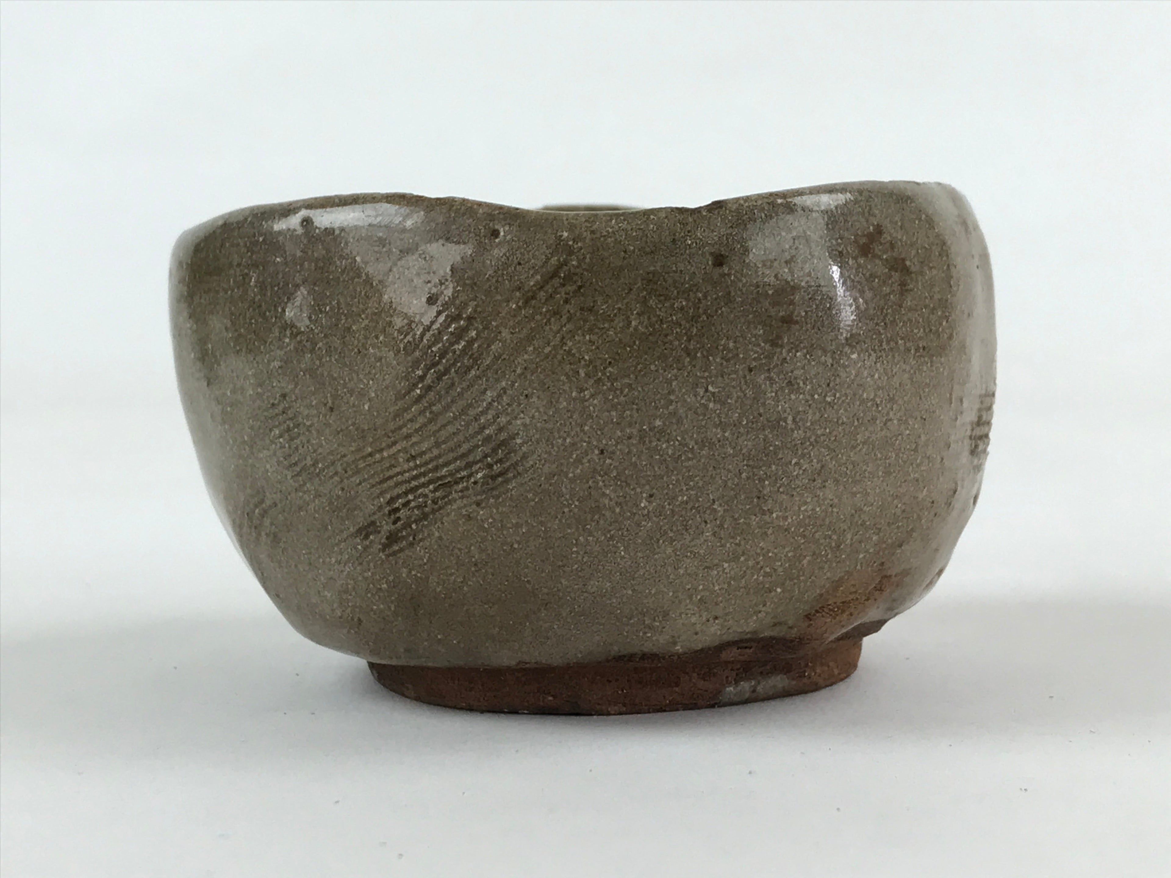 Japanese Ceramic Pottery Teacup Vtg Side Dish Bowl Brown Yunomi TC353