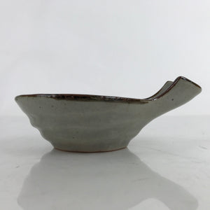 Japanese Ceramic Pouring Bowl Vtg Katakuchi Plum Flowers Crackle Gray Y167