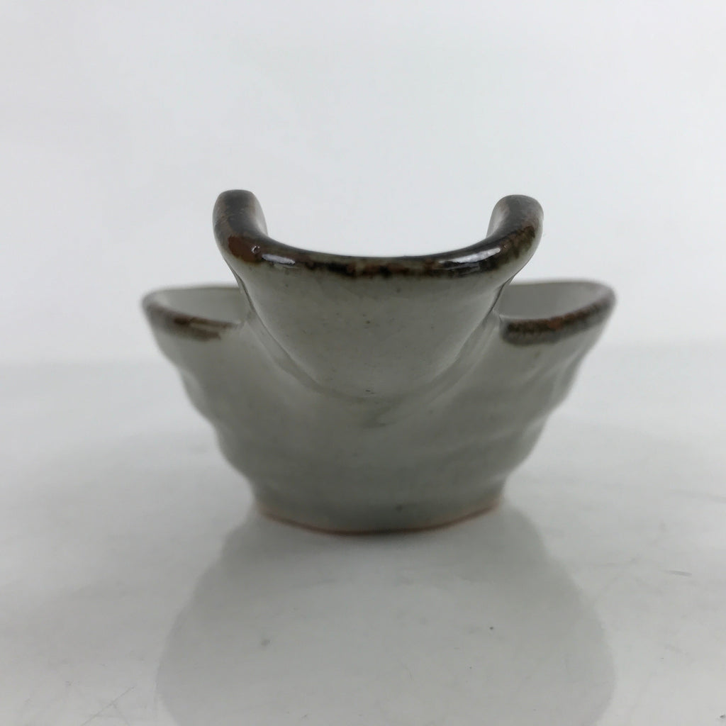 Japanese Ceramic Pouring Bowl Vtg Katakuchi Plum Flowers Crackle Gray Y167