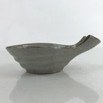 Japanese Ceramic Pouring Bowl Vtg Katakuchi Plum Flowers Crackle Gray Y168