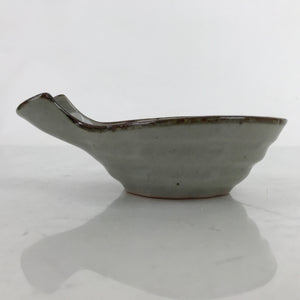 Japanese Ceramic Pouring Bowl Vtg Katakuchi Plum Flowers Crackle Gray Y169